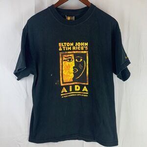 Elton John Tim Rice Aida Musical T-Shirt Large Black Tour Tee Buena Vista 2002